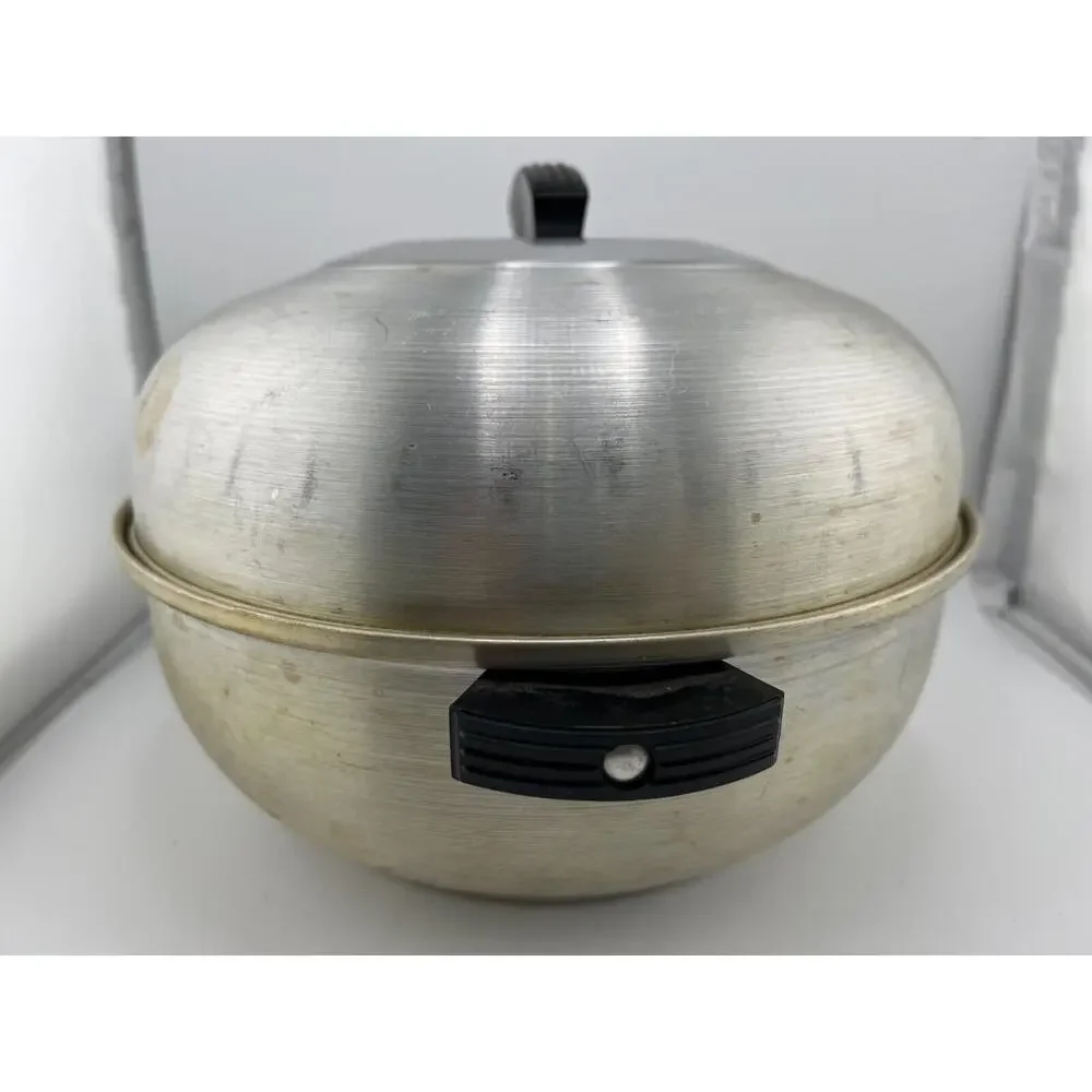 Vintage Silver Aluminum Bread or Bun Warmer 3-Piece‎ Serving Oven